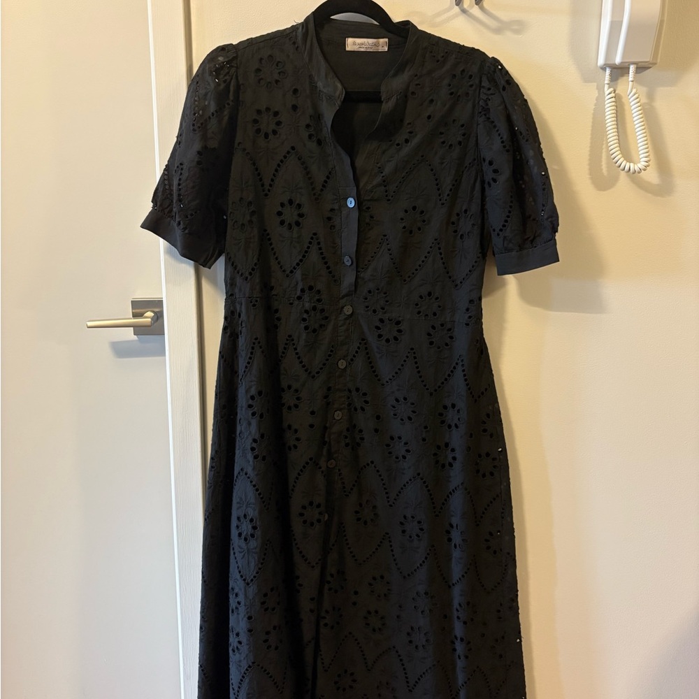 Elegant Black Eyelet Dress
